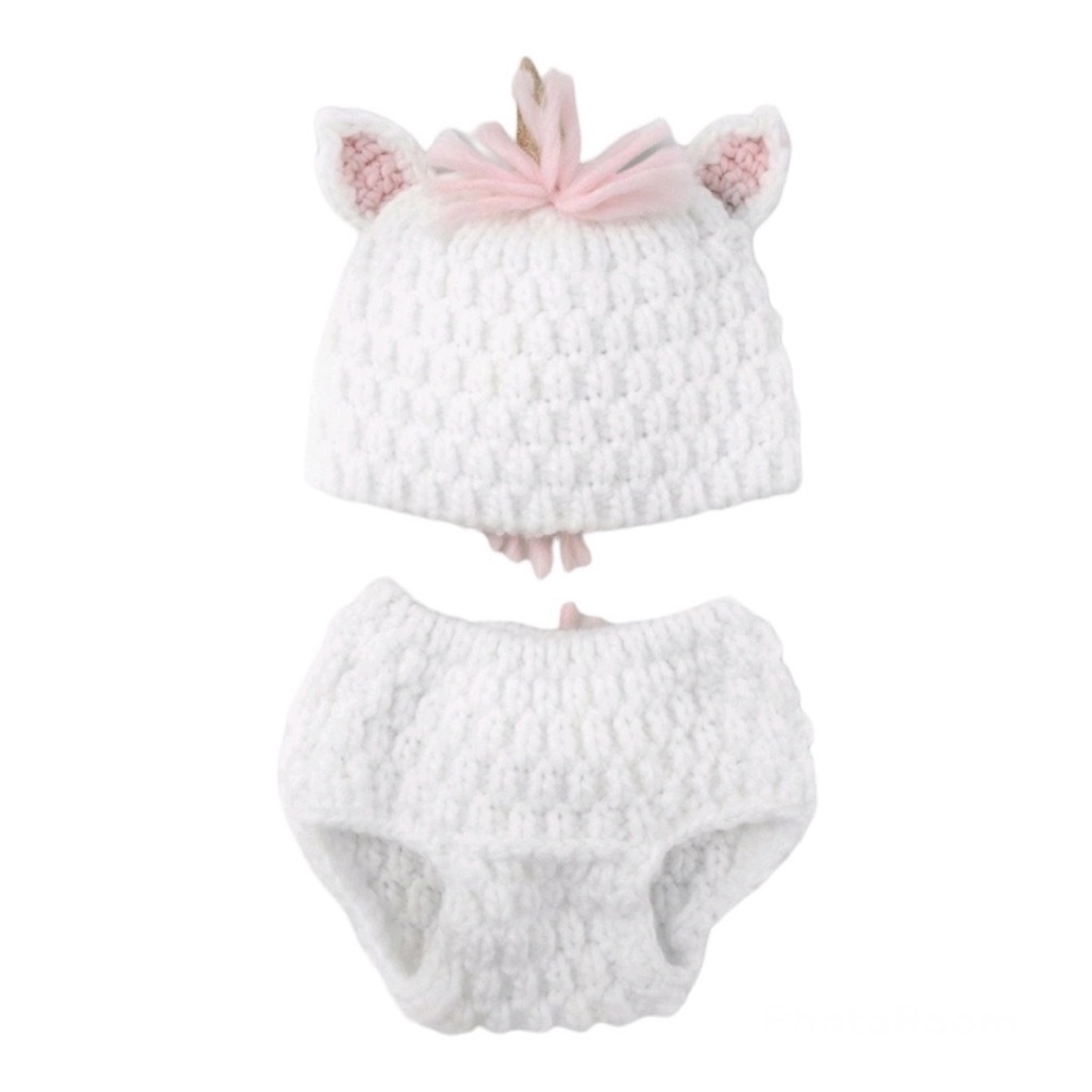 Cloud Island Baby Girl Unicorn and Diaper Cover Set in White